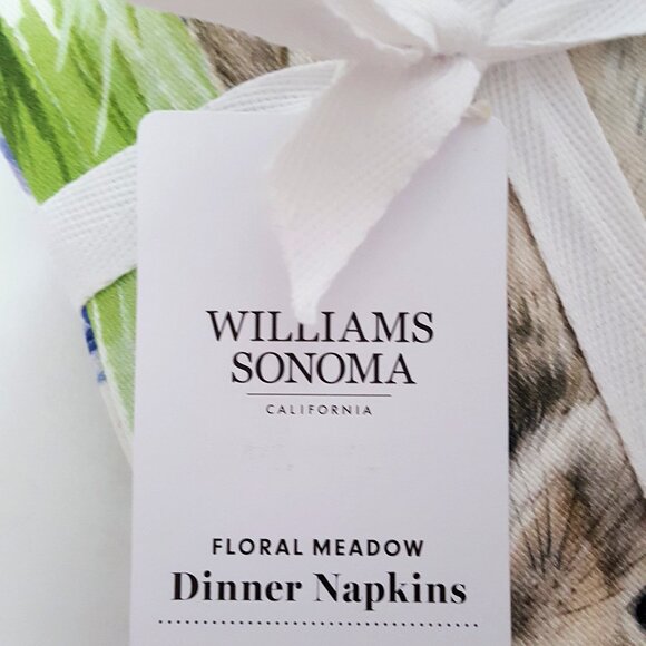 NEW RARE Williams Sonoma Set of 4 Floral Meadow Easter Bunny Napkins 20" Square - Picture 3 of 3